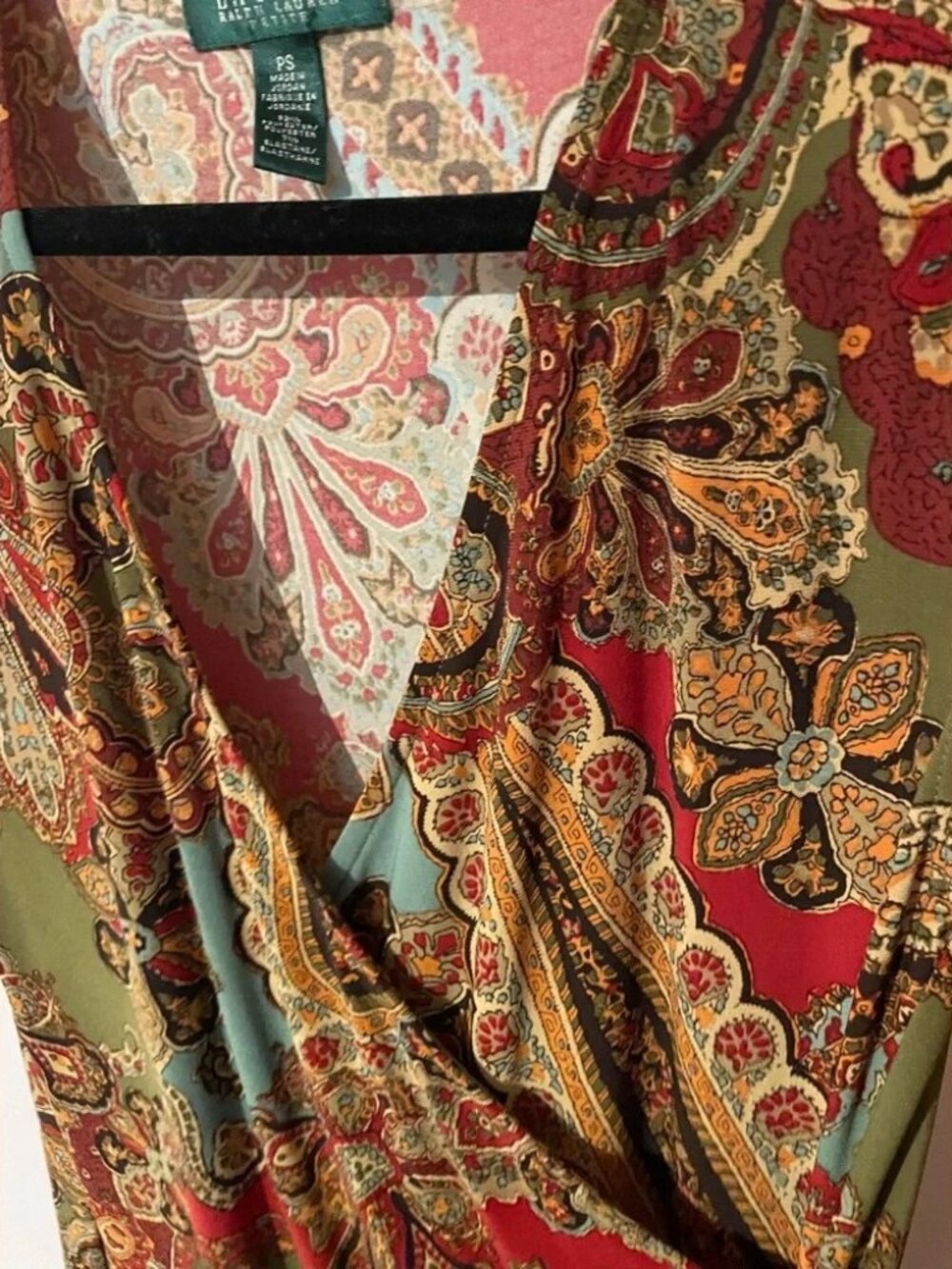 Vintage Lauren Ralph Lauren Paisley Print Sleeveless Wrap Dress PS - Picture 3 of 4